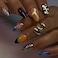 ASABITE 24 Pcs 3D Almond Press on Nails Medium Fake Nails with Glue Artificial Acrylic Nails French Tip False Nails with Glitter Rhinestone Design Handmade Nails Press ons Reusable Stick on Nails for