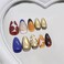 ASABITE 24 Pcs 3D Almond Press on Nails Medium Fake Nails with Glue Artificial Acrylic Nails French Tip False Nails with Glitter Rhinestone Design Handmade Nails Press ons Reusable Stick on Nails for