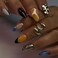 ASABITE 24 Pcs 3D Almond Press on Nails Medium Fake Nails with Glue Artificial Acrylic Nails French Tip False Nails with Glitter Rhinestone Design Handmade Nails Press ons Reusable Stick on Nails for