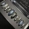 WBRRFJJ 24Pcs Black Press on Nails Medium Almond Handmade Fake Nails with 3D Irregular Chrome Y2k Design Gothic False Nails Pearl Gems Full Cover Artificial Glue on Nails Cute Stick on Nails for Women