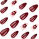 ASABITE 24Pcs Dark Red Almond Press on Nails Short Medium Fake Nails with Floral Steel Ball Design Reusable Almond False Nail Red Flower Nails Press ons Artificial Spring Summer Flower Nails for Women