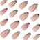 OSTTMA 24Pcs French Tip Press on Nails Medium Almond Fake Nail Cute False Nails with Leopard Print Flower Designs 3D Flower Glue on Nail Nude Pink Acrylic Nails for Women DIY Manicure Decoration