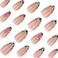 OSTTMA 24Pcs French Tip Press on Nails Medium Almond Fake Nail Cute False Nails with Leopard Print Flower Designs 3D Flower Glue on Nail Nude Pink Acrylic Nails for Women DIY Manicure Decoration