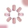 BSBTBZ 24Pcs Leopard French Tip Press on Nails Short Square Fake Nails Pink Glossy Bow Designs Full Cover Nude Glue on Nails Cute False Nail Stick on Nail for Women Girls Medium Manicure Decorations