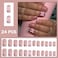 YUEJIMEIGUI 24pcs Leopard Print French Tip PressOn Nails Short Square False Nails with Pink Bow Rhinestone Design Pink Full Coverage False Nails Crystal for Women Girls Medium Nail Art Decoration