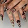 BABALAL Almond Press on Nails Medium Fake Nails Brown Fall Glue on Golden Chrome Baroque Art Acrylic Nails 3d Heart Charm Metallic Ball Design Stiletto Manicure Stick on False Nails