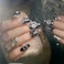 BABALAL Black Press on False Nails Medium Coffin Fake Nails Goth French Tip Glue ons Acrylic Nails Cute Bow Anime Heart Charm Design 24Pcs kawaii Luxury Bling Ballerina Manicure DIY