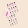 BABALAL French Tip Press on Nails Medium Square Fake Nails Black Pink Glue on 3d Star Charm 24Pcs Rhinestone Squoval Artificial Cute False Acrylic Nails for Women and Girls