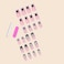 BABALAL French Tip Press on Nails Medium Square Fake Nails Black Pink Glue on 3d Star Charm 24Pcs Rhinestone Squoval Artificial Cute False Acrylic Nails for Women and Girls