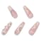 BABALAL Long Coffin Press on Nails White French Tip Fake Nails Glue on Rhinestone Flower Acrylic Stick on Nail for Women and Girls