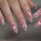 BABALAL Pink Press on Nails Medium Almond Fake Nails Heart Glue on Bow Acrylic False Nails Shiny Rhinestone Stiletto 24Pcs Glossy Manicure