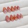 BABALAL Press on Nails Almond Medium Fake Nails Orange Pink Glue on 3D Texture Ripple Flower Handmade French Tip Acrylic False Nails 24Pcs Stiletto Manicure Coquette Stick on Nails