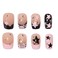 BABALAL Square Press on False Nails Short Fake Nails Pink Black French Tip Glue on Acrylic Nails Y2k Star Rhinestone 24Pcs Squoval for Women and Girls