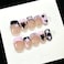 BABALAL Square Press on False Nails Short Fake Nails Pink Black French Tip Glue on Acrylic Nails Y2k Star Rhinestone 24Pcs Squoval for Women and Girls