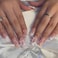 BABALAL Square Press on Nails Medium Fake Nails White French Tip Glue on Nails 3D Pink Flower Bow Charm Pearl Squoval 24Pcs Acrylic Nails for Women and Girls