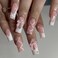 BABALAL Square Press on Nails Medium Fake Nails White French Tip Glue on Nails 3D Pink Flower Bow Charm Pearl Squoval 24Pcs Acrylic Nails for Women and Girls