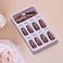 TOGZOM Brown Press on Nails Medium Square Fake Nails Flower Leaf Acrylic Nails Matte Artificial Nails Coffin False Nails Full Cover Stick on Nail for Women Manicure 24Pcs