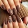TOGZOM Brown Press on Nails Medium Square Fake Nails Flower Leaf Acrylic Nails Matte Artificial Nails Coffin False Nails Full Cover Stick on Nail for Women Manicure 24Pcs
