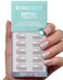 BTArtbox Press On Nails Short Pearlescent Glitter Square Press On Nails with Glue for Women Opaque Soft Gel Glue On Nails in 16 Sizes 32 Stick On Nails Kit Screaming Silver