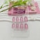 FOLONRAL Cat Eye Press on Nails Short Coffin Fake Nails with Glitter French Designs Pink Nails Press ons Glossy Glue on Nails Cute Acrylic Nails Artificial False Nails Simple Stick on Nails for Women