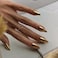 KQueenest Chrome Gold Press on Nails Medium Almond Mirror Metal Stiletto Fake Acrylic Nails with Bling Design Cute Medium Glue on Nails for Prom Party Wear Glazed False Nails Press ons in 24 Pcs