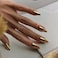 KQueenest Chrome Gold Press on Nails Medium Almond Mirror Metal Stiletto Fake Acrylic Nails with Bling Design Cute Medium Glue on Nails for Prom Party Wear Glazed False Nails Press ons in 24 Pcs