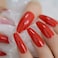 Coolnail CoolNail Extra Long Coffin Ballerina Shape False Press on Flame Red Nails UV Gel Summer Glue On Fingersnails Free Adhesive Tapes