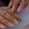 CTTHNBD Press on Nails Almond French Tip Fake Nails with Gold Line Design Medium Fasle Nails Press ons for Women 24 Pcs