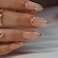 CTTHNBD Press on Nails Almond French Tip Fake Nails with Gold Line Design Medium Fasle Nails Press ons for Women 24 Pcs