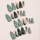 CTTHNBD Press on Nails Green Medium Almond Fake Nails with Gold Foil Design Christmas Glossy Full Cover Stick on Nails for Women 24 Pcs