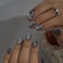 CurvLife Press On Nails Short Square 30Pcs Silver Glitter Fake Nails Soft Gel Dark Grey Press On Nails Sparkly Glue On Stick On Nail Tips for Women Girls Party Night Out