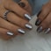 CurvLife Press On Nails Short Square 30Pcs Silver Glitter Fake Nails Soft Gel Dark Grey Press On Nails Sparkly Glue On Stick On Nail Tips for Women Girls Party Night Out