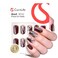 CurvLife Press on Nails Short Square Pink Brown False Acrylic Fake Nails with Apricot Design Full Cover Glossy Nude Artificial Stick on Nails for Women