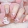 Tezocr Cute Press on Nails Medium Square Cartoon Fake Nails with Gems Charms Cute Acrylic Nails Supply Cartoon Aarylic Nails for Women 24pcs