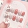 Tezocr Cute Press on Nails Medium Square Cartoon Fake Nails with Gems Charms Cute Acrylic Nails Supply Cartoon Aarylic Nails for Women 24pcs