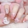 Tezocr Cute Press on Nails Medium Square Cartoon Fake Nails with Gems Charms Cute Acrylic Nails Supply Cartoon Aarylic Nails for Women 24pcs