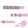PDFADSK Cute Press on Nails Short Square Fake Nails with 3D French Cute Kawaii Design Leopard Pink Press ons Cartoon Nail Tip Artificial Acrylic Nail Cute False Nails for Women Manicure 24Pcs