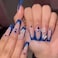 DANMANR Long Press on Nails Square French Fake Nails Full Cover Nude Acrylic False Nails for Women and Girls 24PCS Blue Butterfly
