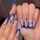 DANMANR Long Press on Nails Square French Fake Nails Full Cover Nude Acrylic False Nails for Women and Girls 24PCS Blue Butterfly