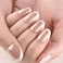 evpct French Tip Press On Nails Short Round Oval No Glue Nude White Tips Chrome Glazed Short Round Oval Fake False Press on Nails Reusable Soft Stick on nail Press ons with Nail Kit Salonquality