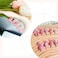 FDSQHSA 30pcs Pink Flower Cute Cat Almond Acrylic PressOn False Nails Kit with Rhinestone Pearl Designs Bow Summer Floral Nail Decoration