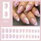 Blruyci Flowers Press on Nails Short Almond Fake Nails Purple French Glue on Nails Nude Translucent Nails Press ons Spring Glossy Stick on Nails for Women 24 Pcs