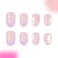 Blruyci Flowers Press on Nails Short Almond Fake Nails Purple French Glue on Nails Nude Translucent Nails Press ons Spring Glossy Stick on Nails for Women 24 Pcs
