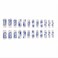 Foccna Long Blue Press on Nails Square Fake Nails White Full Cover Butterfly Acrylic False Nails Glossy Nails for Women and Girls24PCS