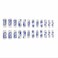 Foccna Long Blue Press on Nails Square Fake Nails White Full Cover Butterfly Acrylic False Nails Glossy Nails for Women and Girls24PCS