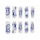 Foccna Long Blue Press on Nails Square Fake Nails White Full Cover Butterfly Acrylic False Nails Glossy Nails for Women and Girls24PCS