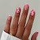 Foccna Square False Press on Nails Pink Medium Acrylic Fake Nails Flower Design for Girl Full Cover Wear Finger Nail Art Tips for WomenGirls 24PCS