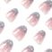 Stbisen French Pink Press on Nails Short Oval Summer Fake Nails with Sparkly Silver French Tips Designs Glossy Gel Finish Acrylic Nails Thick Reusable Glue on Nails Kit for Women 24Pcs Silver Blessing
