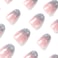 Stbisen French Pink Press on Nails Short Oval Summer Fake Nails with Sparkly Silver French Tips Designs Glossy Gel Finish Acrylic Nails Thick Reusable Glue on Nails Kit for Women 24Pcs Silver Blessing