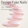 CTTHNBD French Tip Press on Nails Medium Almond Fake Nails Chrome Design Full Cover Stick on False Nails for Women 24 Pcs